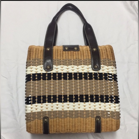 TRINA TURK WICKER BASKET BAG FIRM PRICE - Picture 1 of 11